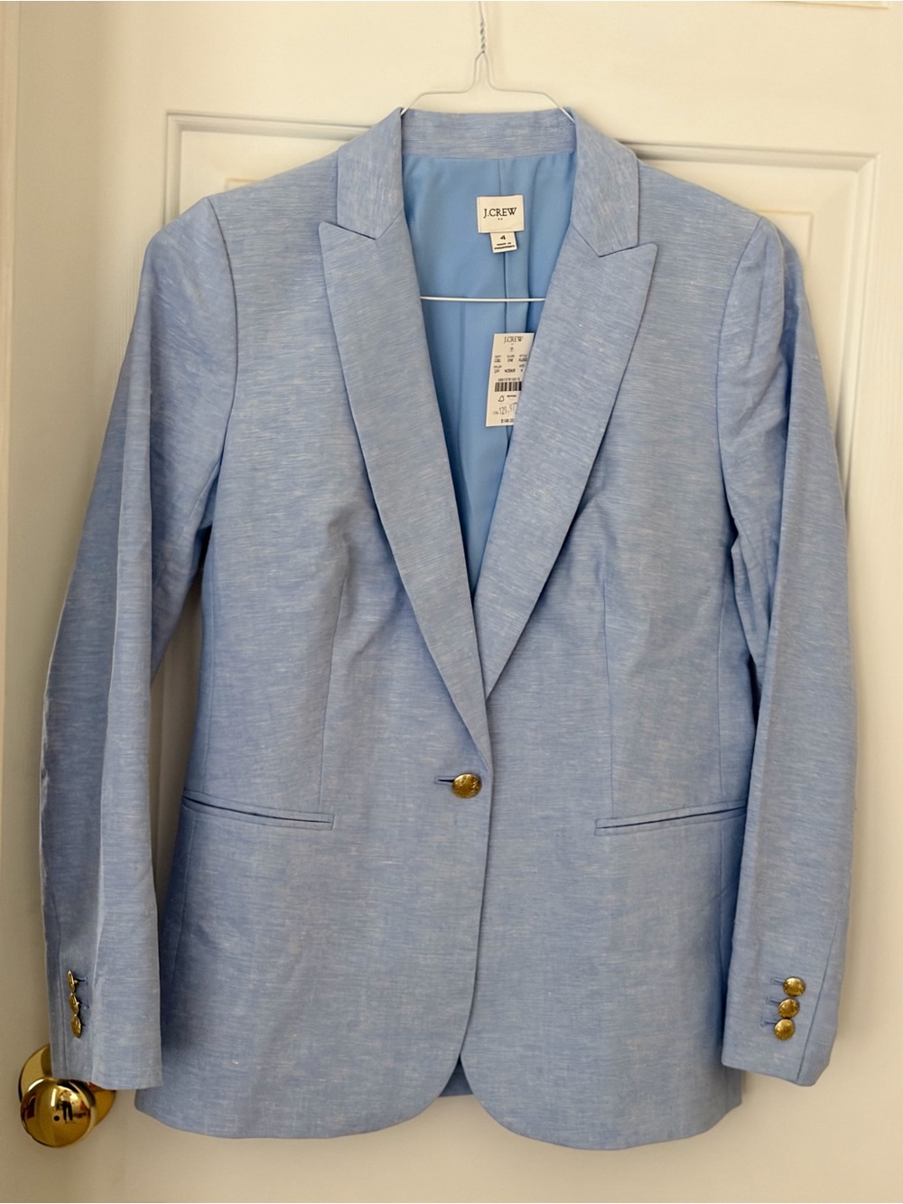 J. Crew Light Blue Single-Button Notch Lapel Blazer